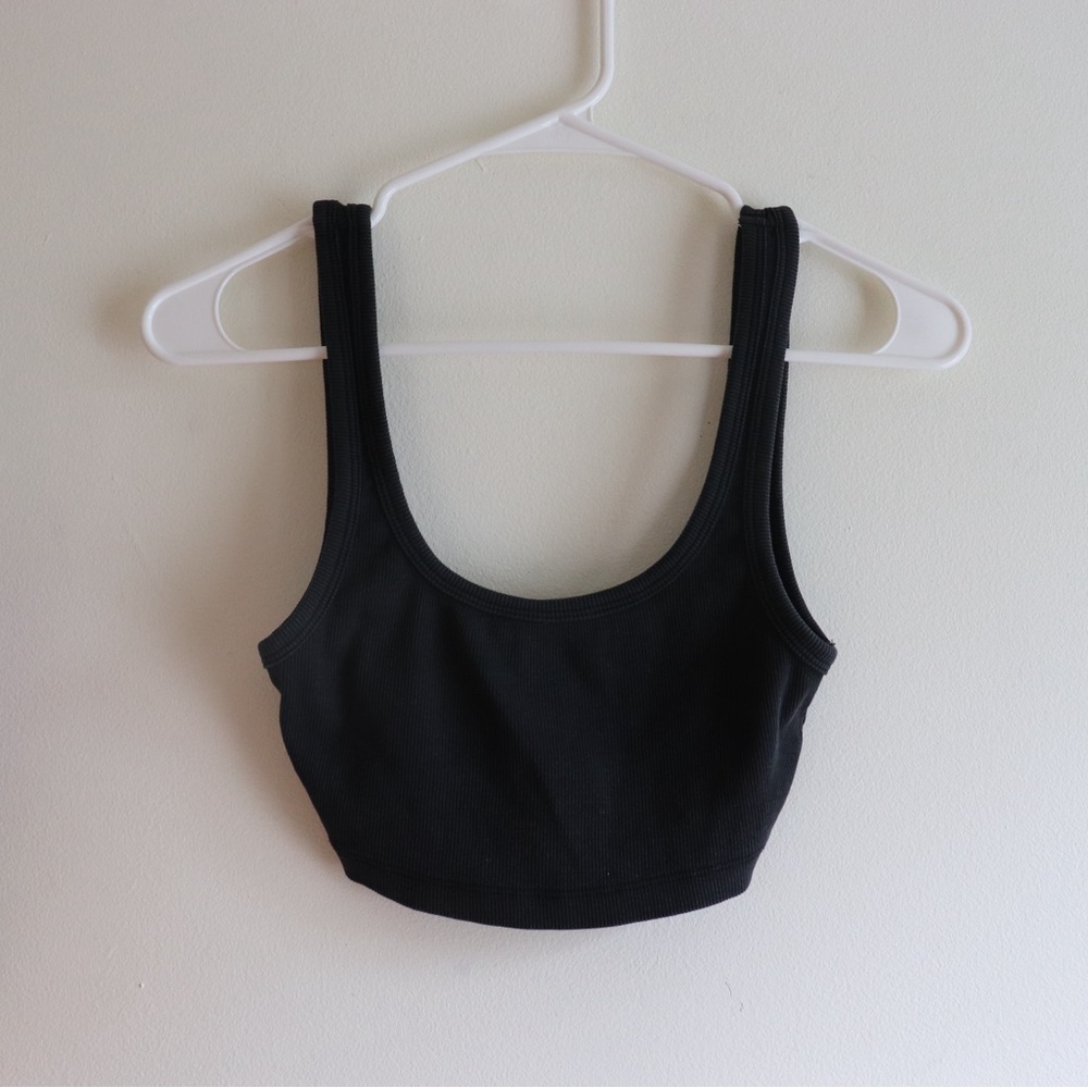 Zara black ribbed super crop top
